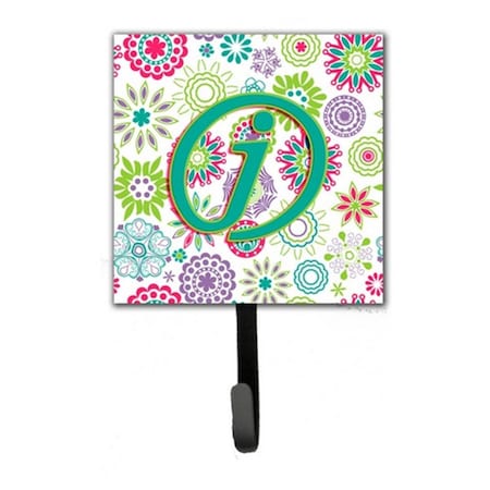 Jensendistributionservices Letter J Flowers Pink Teal Green Initial Leash & Key Holder MI1660929